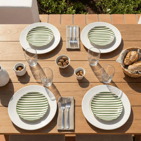 Costa Nova Mar I Striped Ceramic Plate 5.9'' - Green