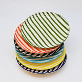 Costa Nova Mar I Striped Ceramic Plate 5.9'' - Green
