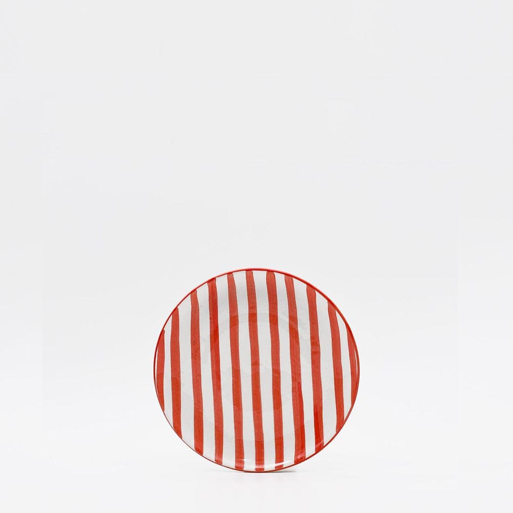 Costa Nova Mar I Striped Ceramic Plate 5.9'' - Red