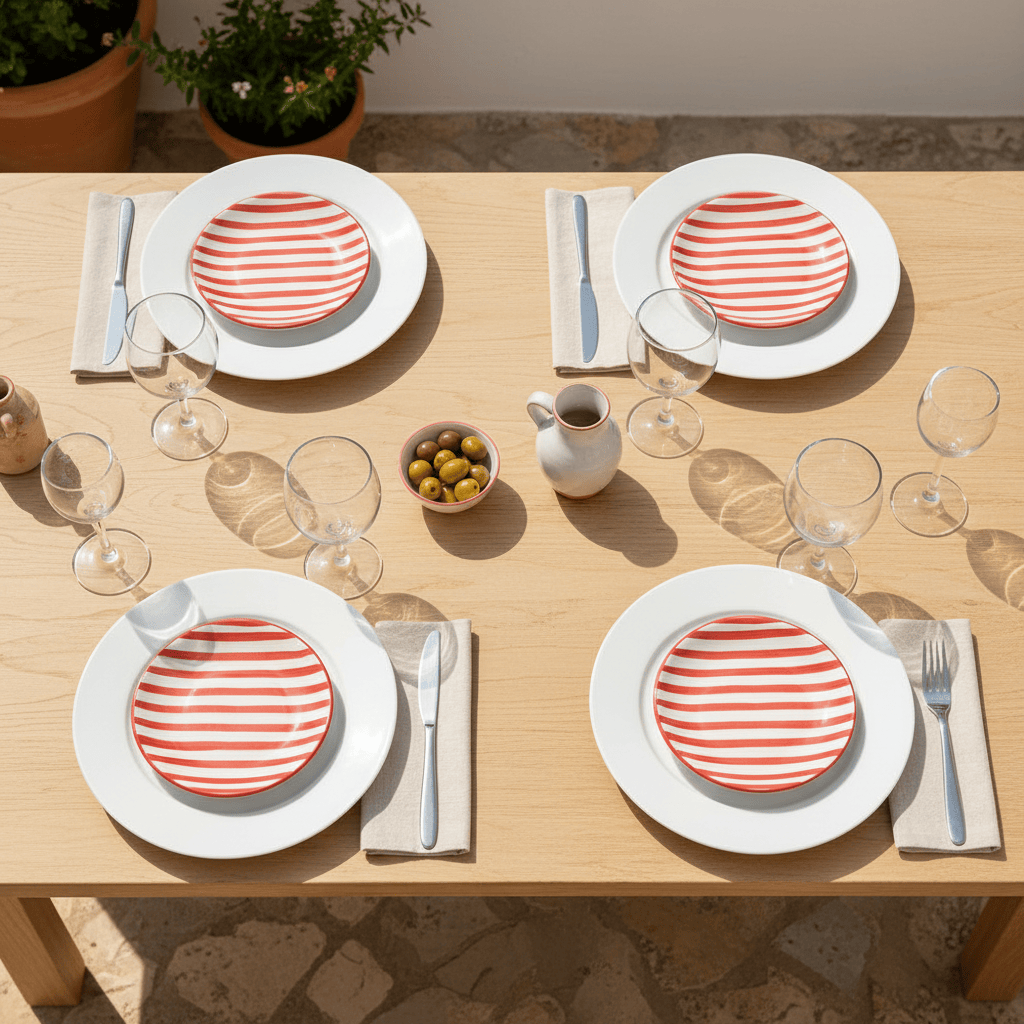 Costa Nova Mar I Striped Ceramic Plate 5.9'' - Red