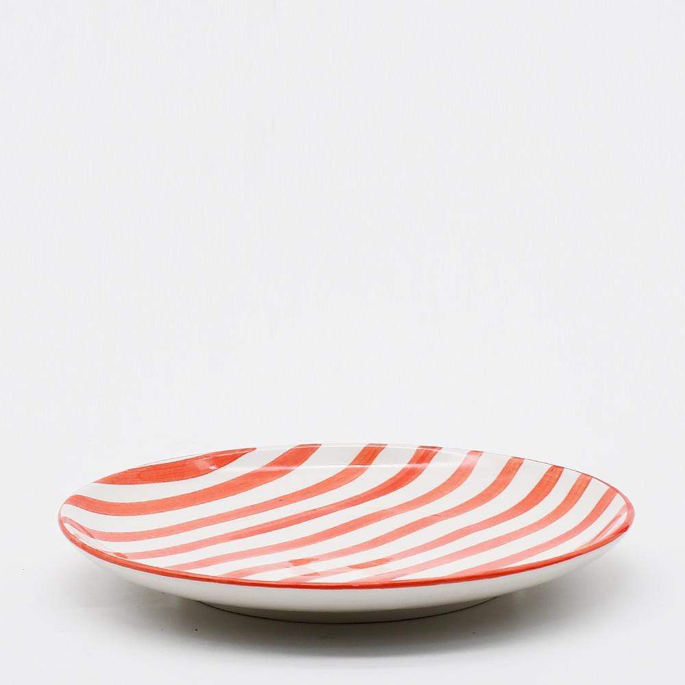 Costa Nova Mar I Striped Ceramic Plate 5.9'' - Red