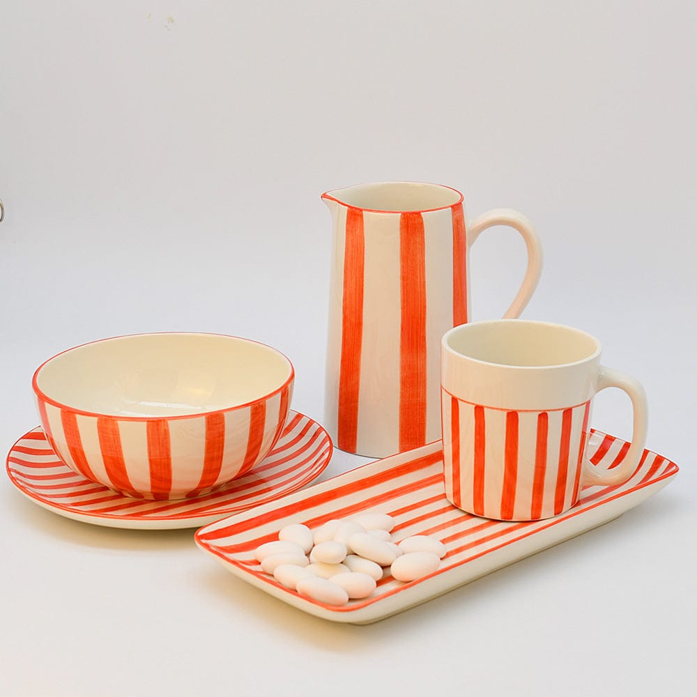 Costa Nova Mar I Striped Ceramic Plate 5.9'' - Red