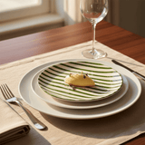Costa Nova Mar I Striped Ceramic Plate 7.9'' - Green