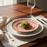 Costa Nova Mar I Striped Ceramic Plate 7.9'' - Red