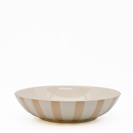 Costa Nova Mar I Striped Ceramic Salad Bowl 9.8'' - Mocha