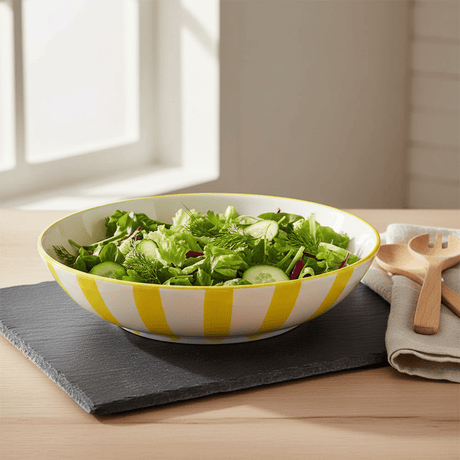 Costa Nova Mar I Striped Ceramic Salad Bowl 9.8'' - Yellow
