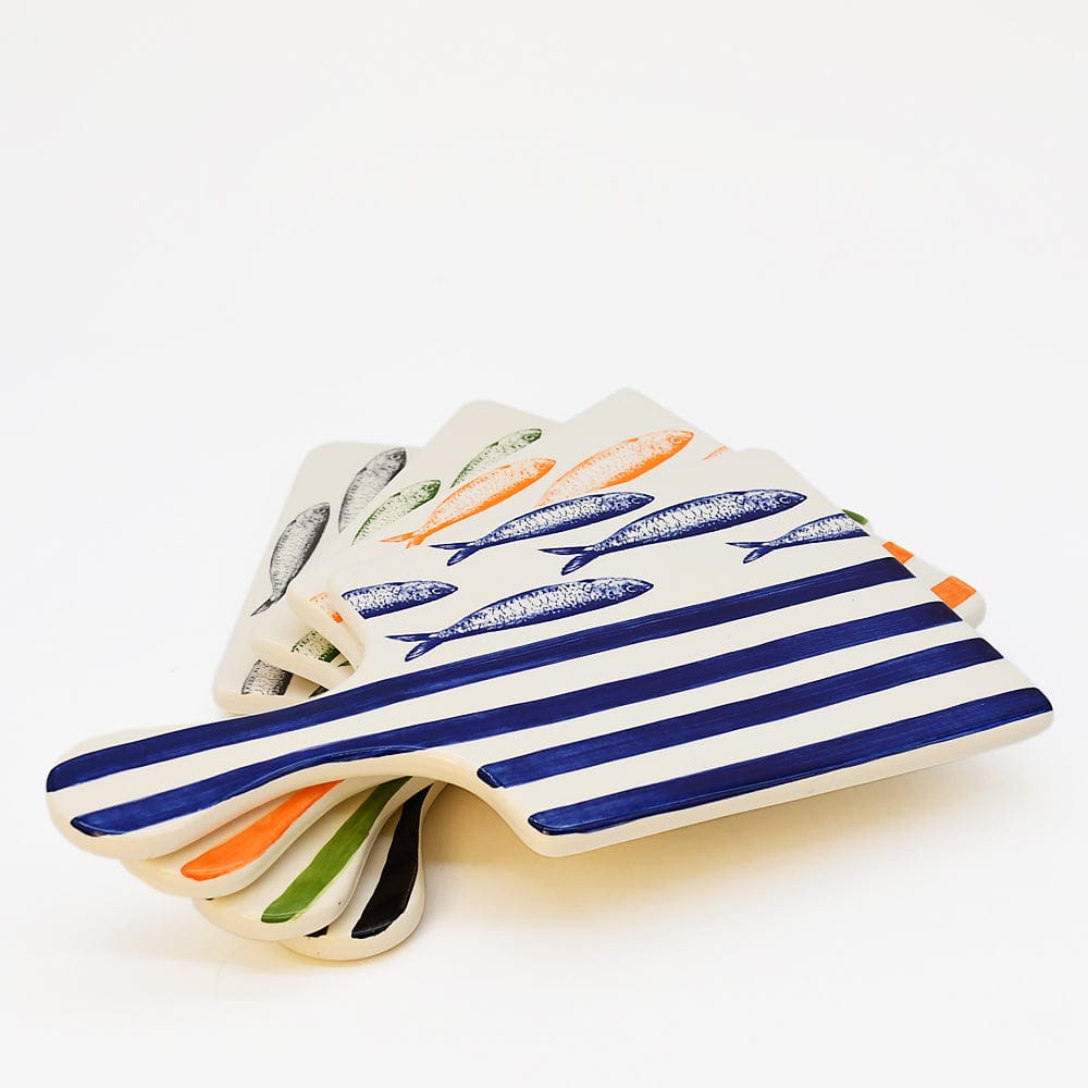 Costa Nova Mar I Striped Ceramic Serving Board - Black