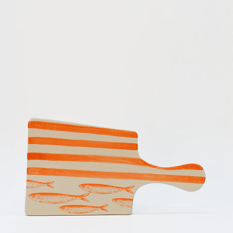Costa Nova Mar I Striped Ceramic Serving Board - Orange