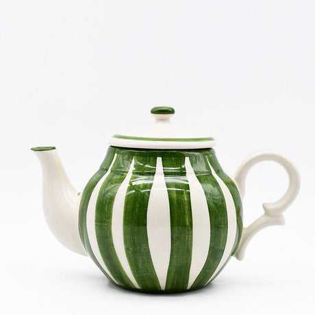 Costa Nova Mar I Striped Ceramic Teapot - Green