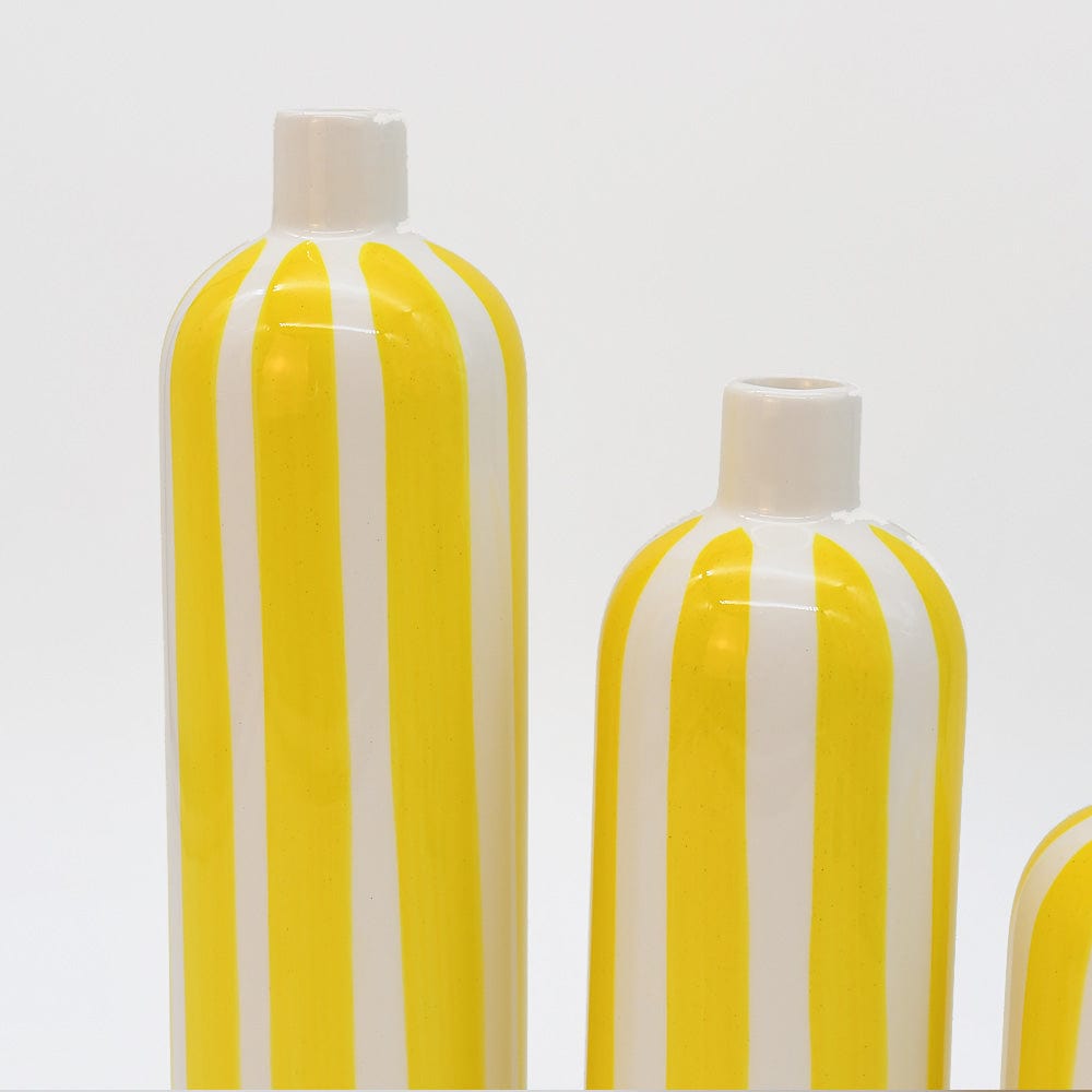 Costa Nova Mar I Striped Ceramic Vase - Yellow
