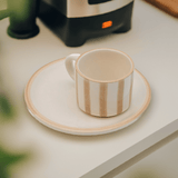 Costa Nova Mar I Striped Cup & Saucer - Mocha