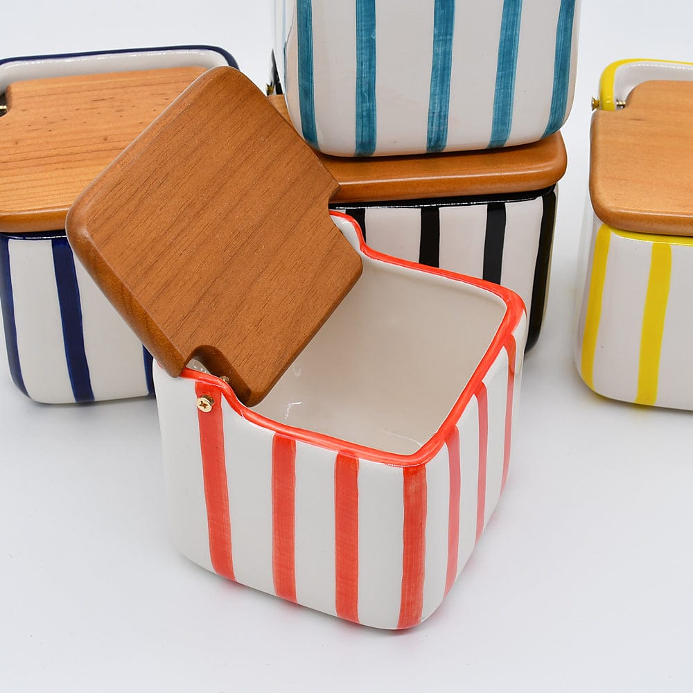 Costa Nova Mar I Striped Kitchen Canister - Black