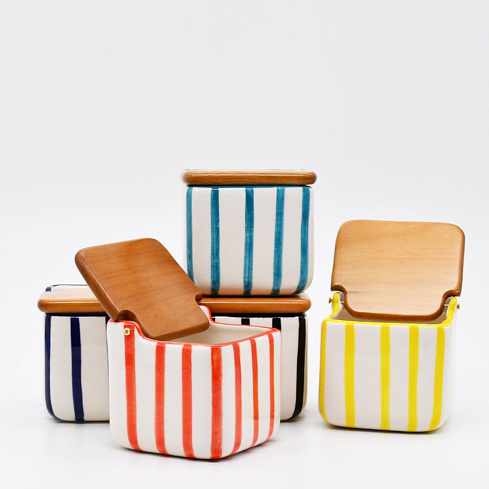 Costa Nova Mar I Striped Kitchen Canister - Black