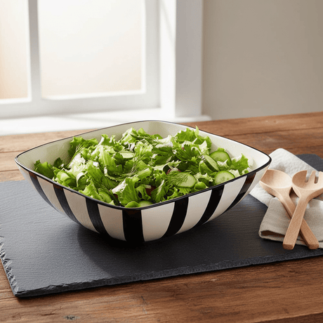 Costa Nova Mar I Striped Salad Bowl 11.0'' - Black