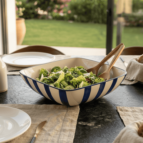 Costa Nova Mar I Striped Salad Bowl 11.0'' - Blue