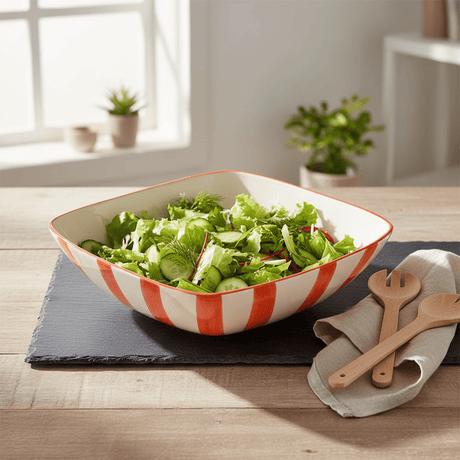 Costa Nova Mar I Striped Salad Bowl 11.0'' - Red