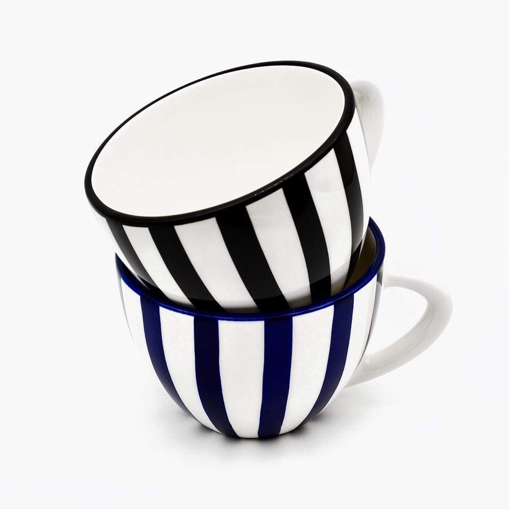 Costa Nova Mar | Striped Ceramic Large Mug - Black