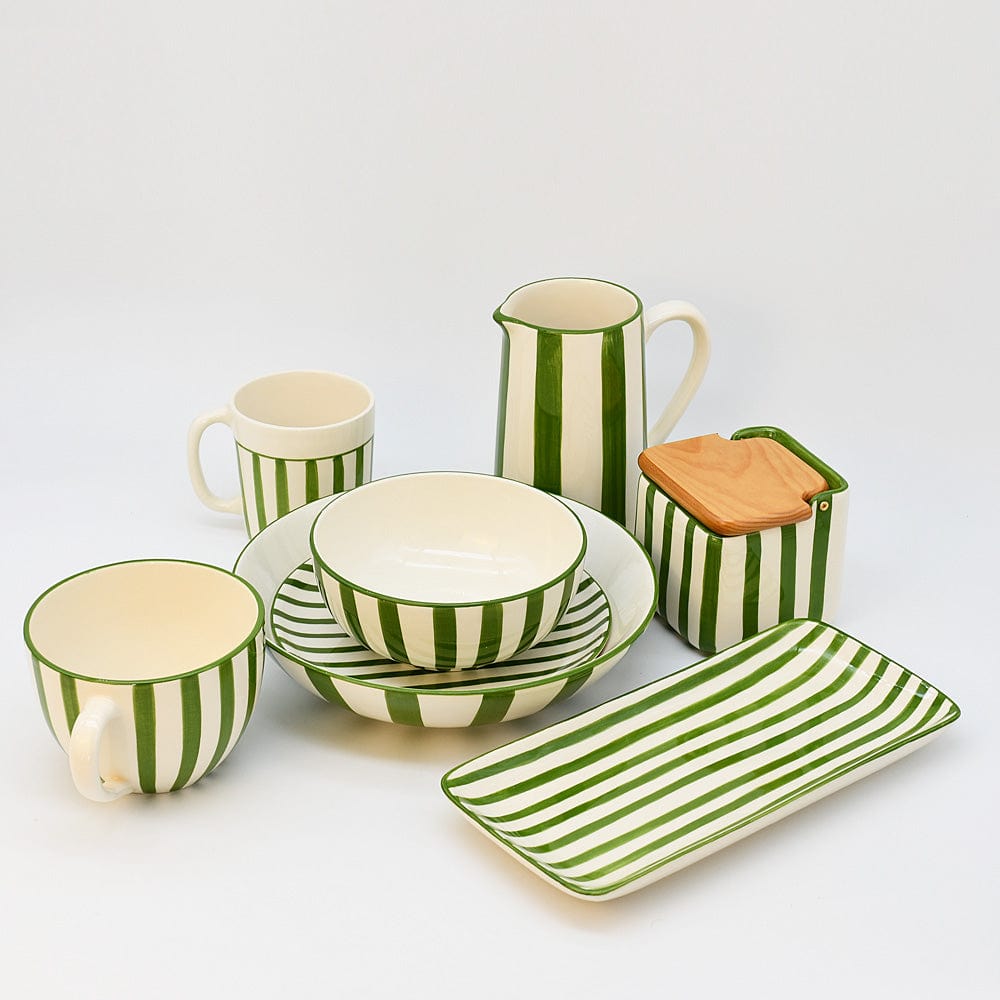 Costa Nova Mar | Striped Ceramic Large Mug - Green
