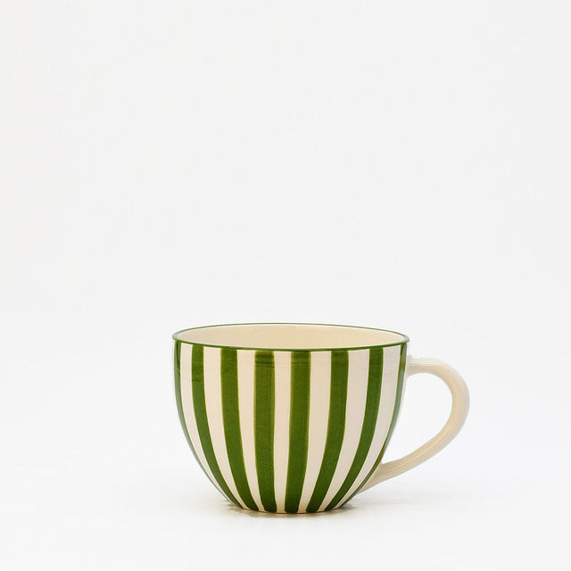 Costa Nova Mar | Striped Ceramic Large Mug - Green