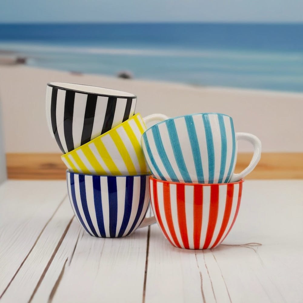 Costa Nova Mar | Striped Ceramic Large Mug - Turquoise