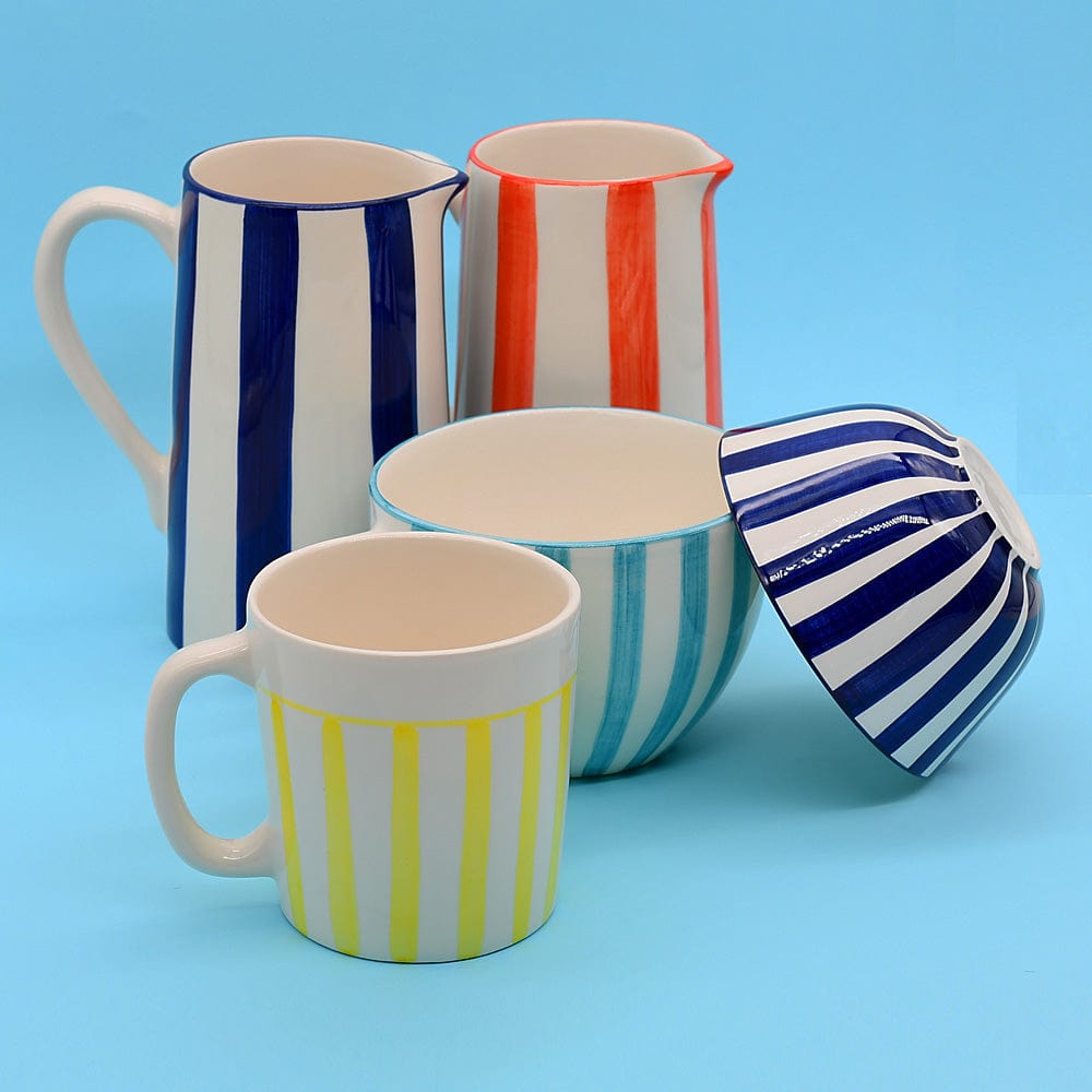 Costa Nova Mar | Striped Ceramic Large Mug - Turquoise