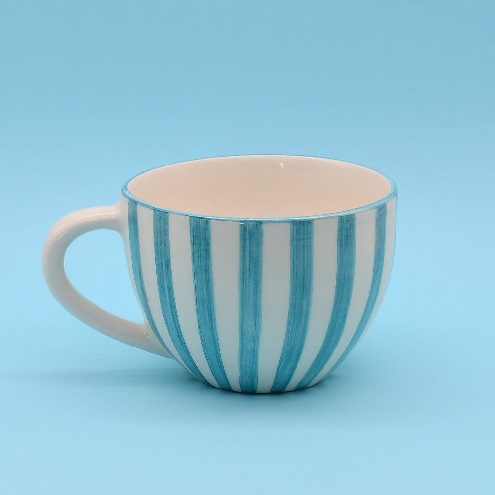 Costa Nova Mar | Striped Ceramic Large Mug - Turquoise