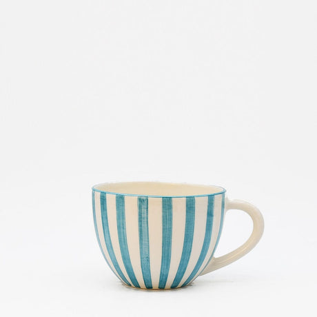 Costa Nova Mar | Striped Ceramic Large Mug - Turquoise