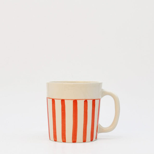 Costa Nova Mar | Striped Ceramic Mug - Red