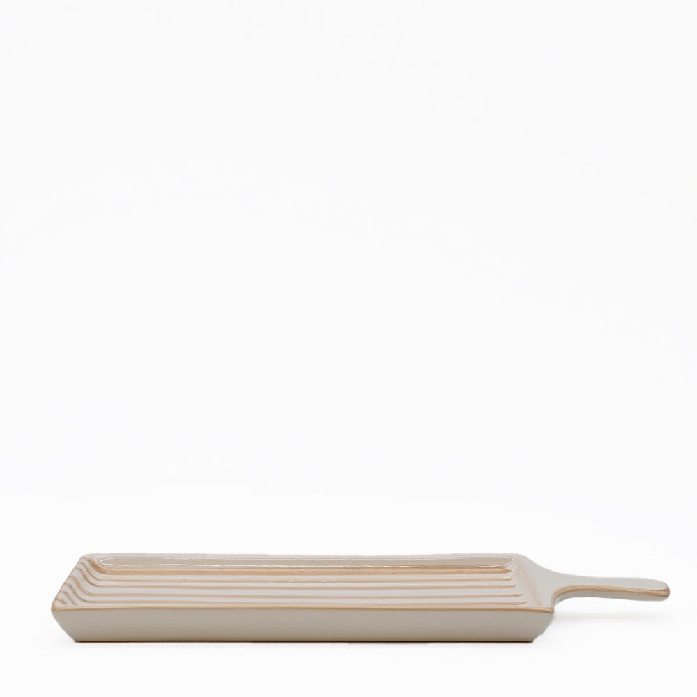 Costa Nova Mar | Striped Ceramic Serving Dish - Mocha