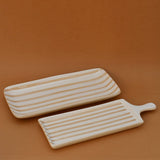 Costa Nova Mar | Striped Ceramic Serving Dish - Mocha