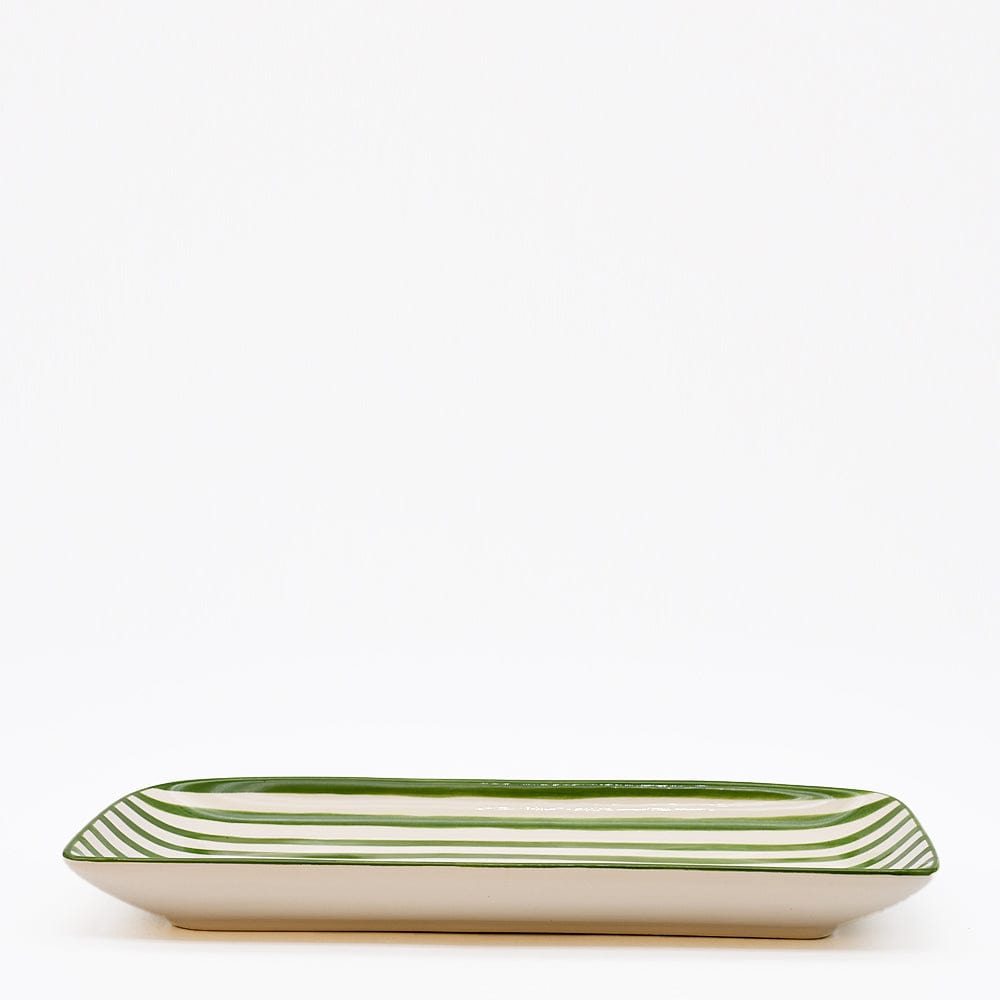 Costa Nova Mar | Striped Ceramic Serving Platter - Green