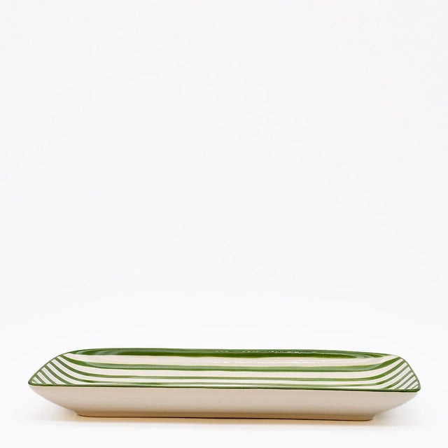 Costa Nova Mar | Striped Ceramic Serving Platter - Green