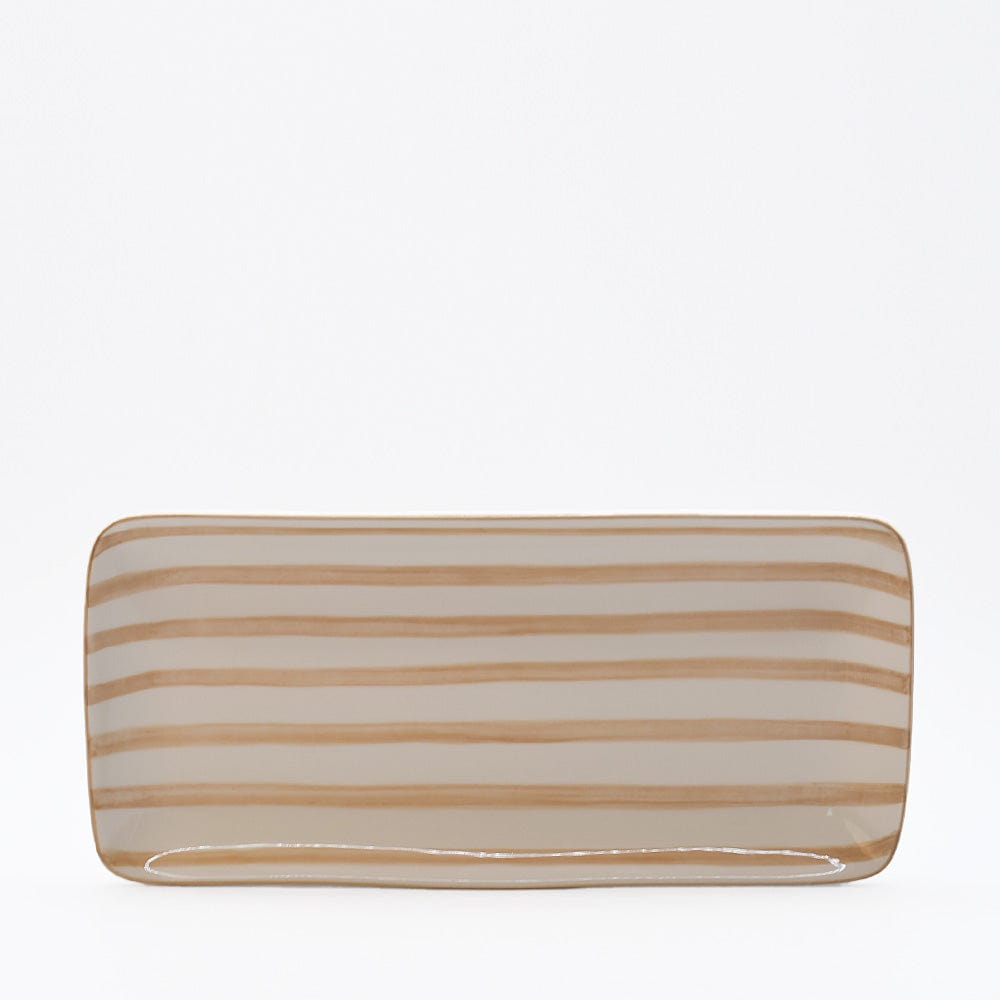 Costa Nova Mar | Striped Ceramic Serving Platter - Mocha