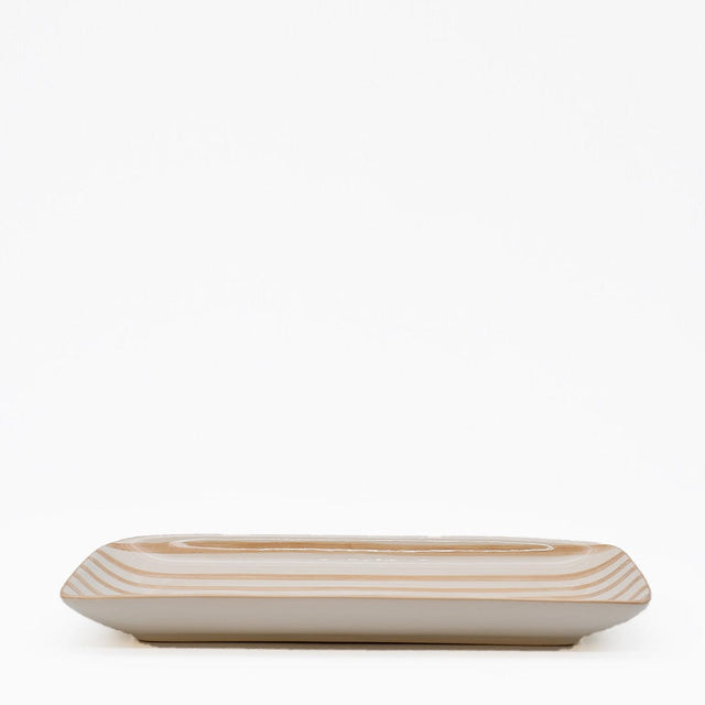 Costa Nova Mar | Striped Ceramic Serving Platter - Mocha