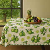 Cotton Tablecloth with Lemon Pattern - Green