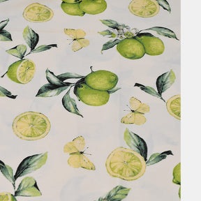 Cotton Tablecloth with Lemon Pattern - Green