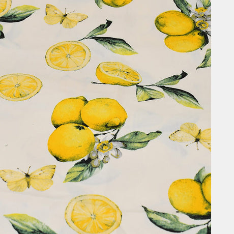 Cotton Tablecloth with Lemon Pattern - Yellow