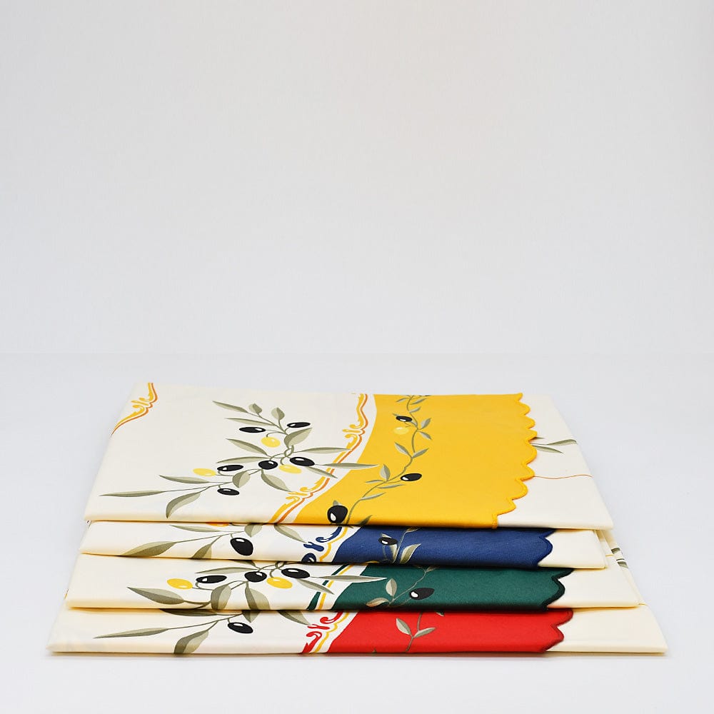 Cotton Tablecloth with Olive Pattern - Yellow
