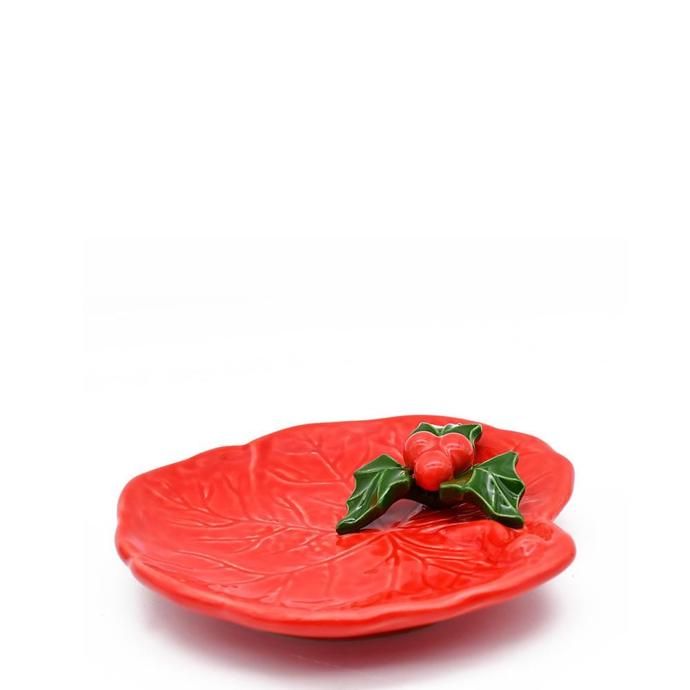 Coupe à apéritif rouge avec feuille de houx I Vaisselle portugaise Coupe à apéritif "Avezinho" rouge
