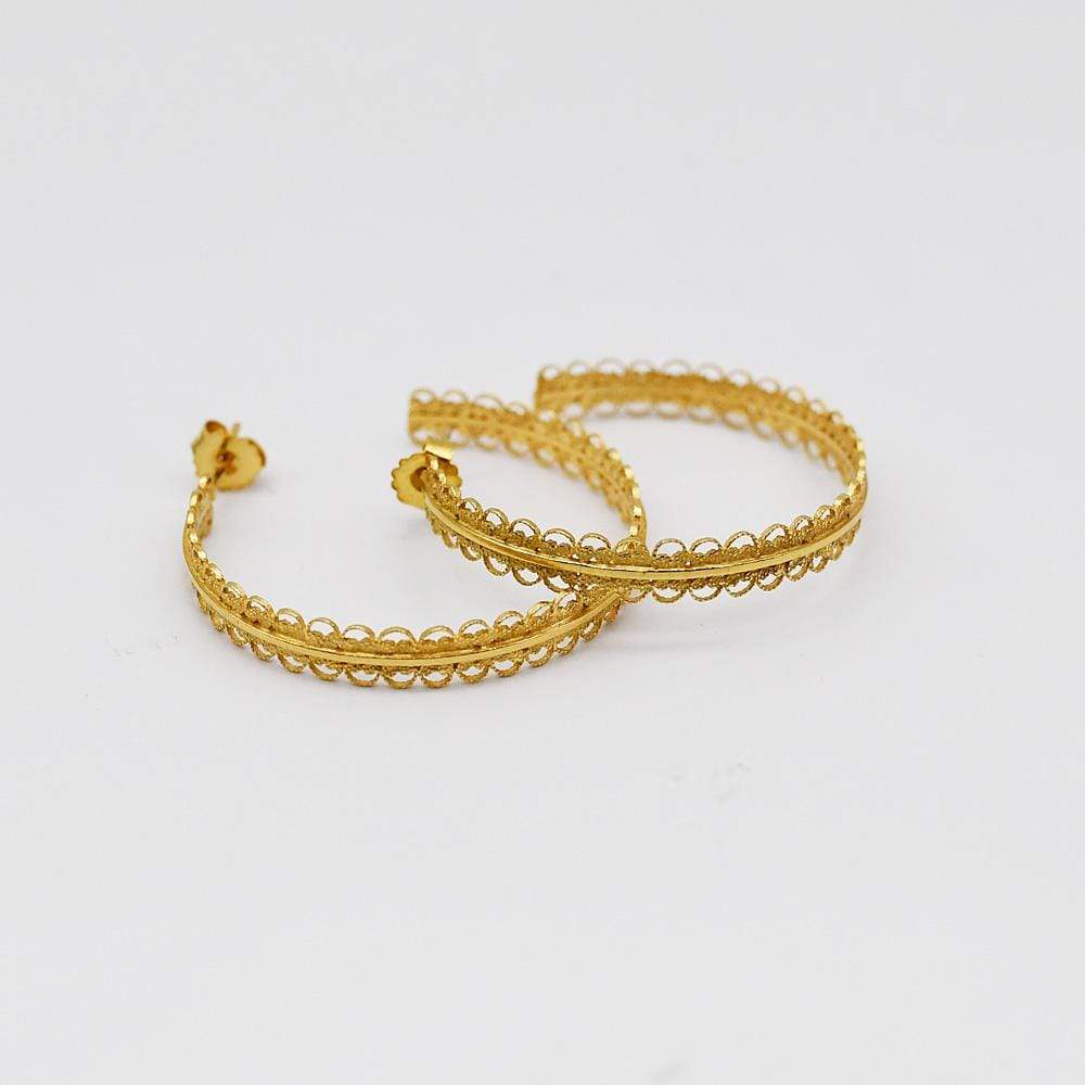 Creole I Gold plated Silver Filigree Earrings - 1.6'' - Luisa Paixao | USA