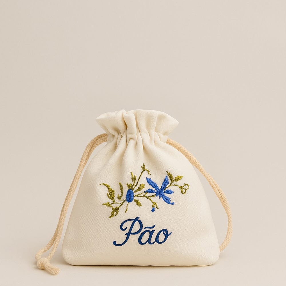 Embroidered Cotton Bread Bag Blue