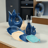 Fish-shaped Ceramic Soup Plate - Blue