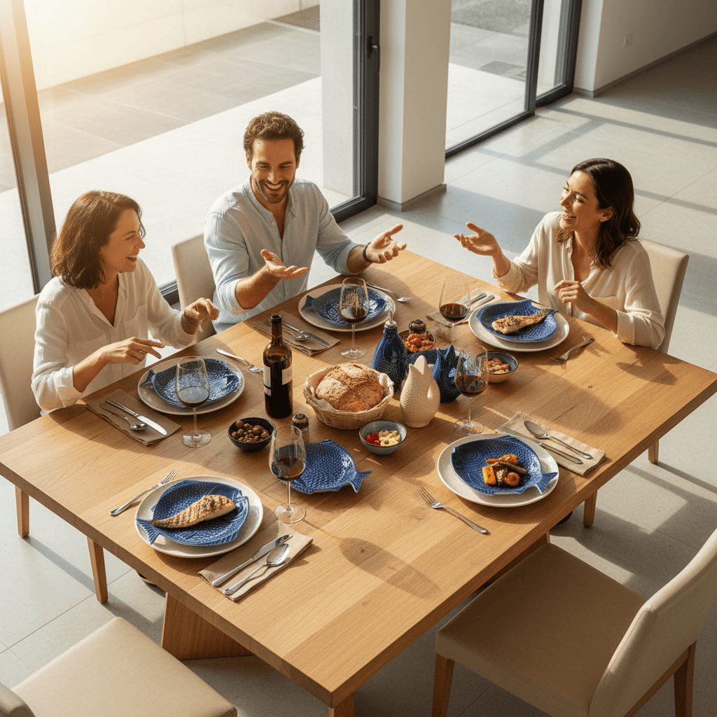 Fish-shaped Ceramic Soup Plate - Blue