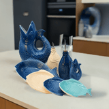 Fish-shaped Ceramic Soup Plate - Blue