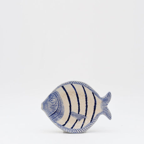 Fish-shaped Ceramic Soup Plate - Blue 7.1''