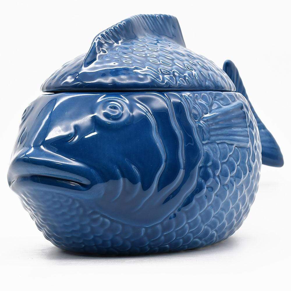 Cobalt blue tureen in the shape of a fish I Crockery from Portugal