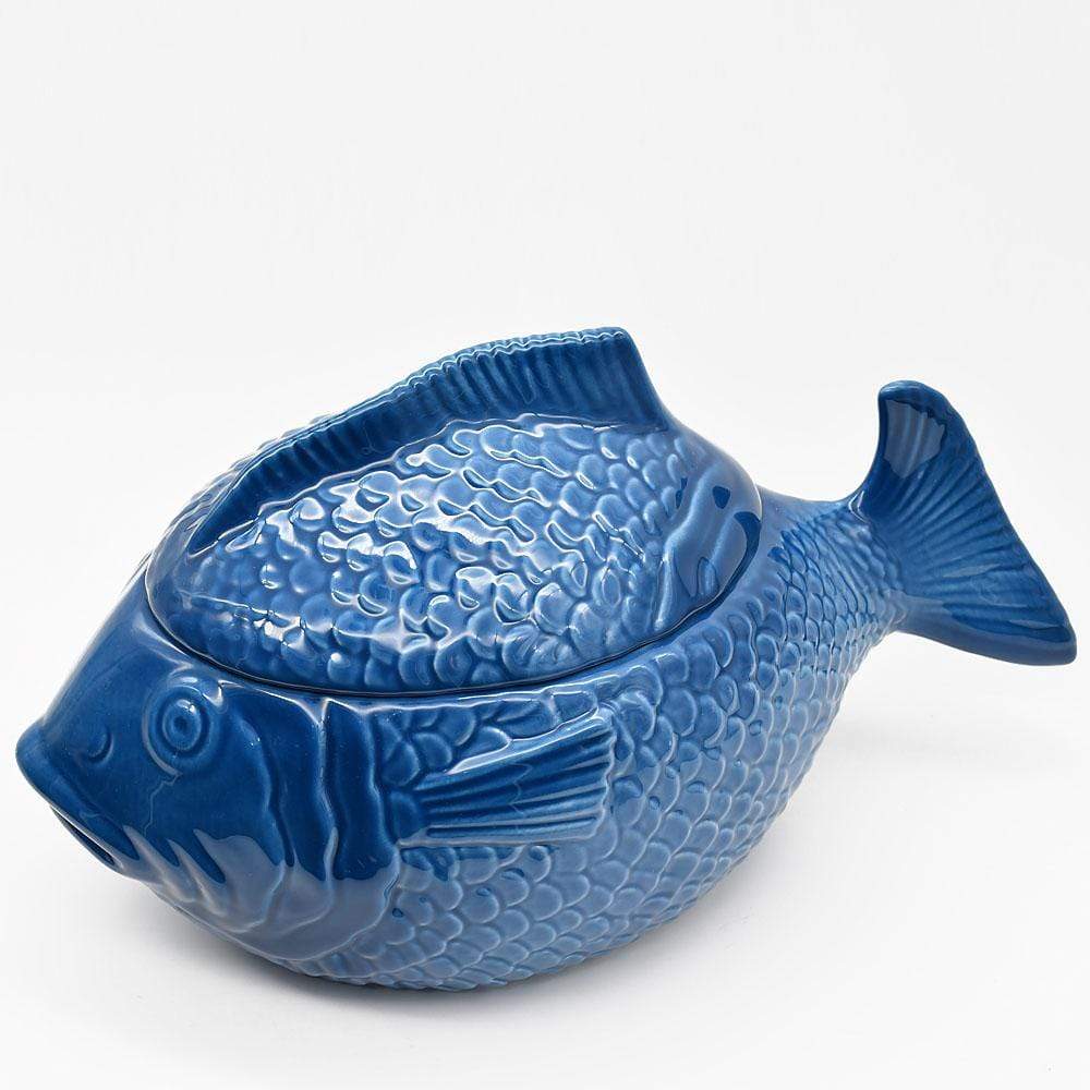 Cobalt blue tureen in the shape of a fish I Crockery from Portugal