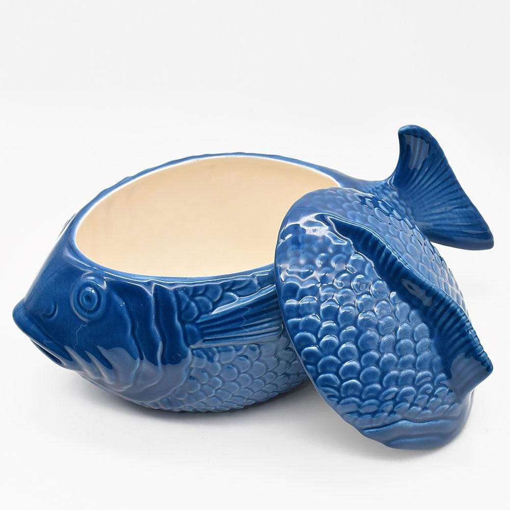 Cobalt blue tureen in the shape of a fish I Crockery from Portugal