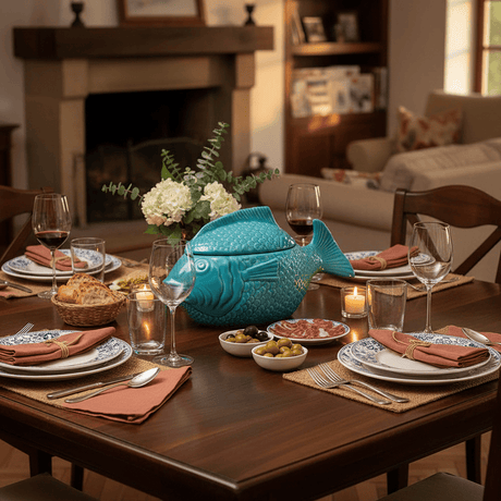 Fish-shaped Ceramic Tureen - Turquoise