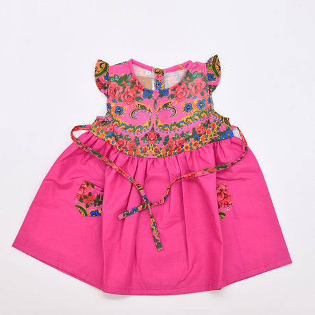 Floral Folk Children's Dress - Pink